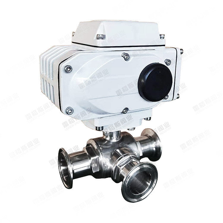 Electric sanitary three-way clamp ball valve