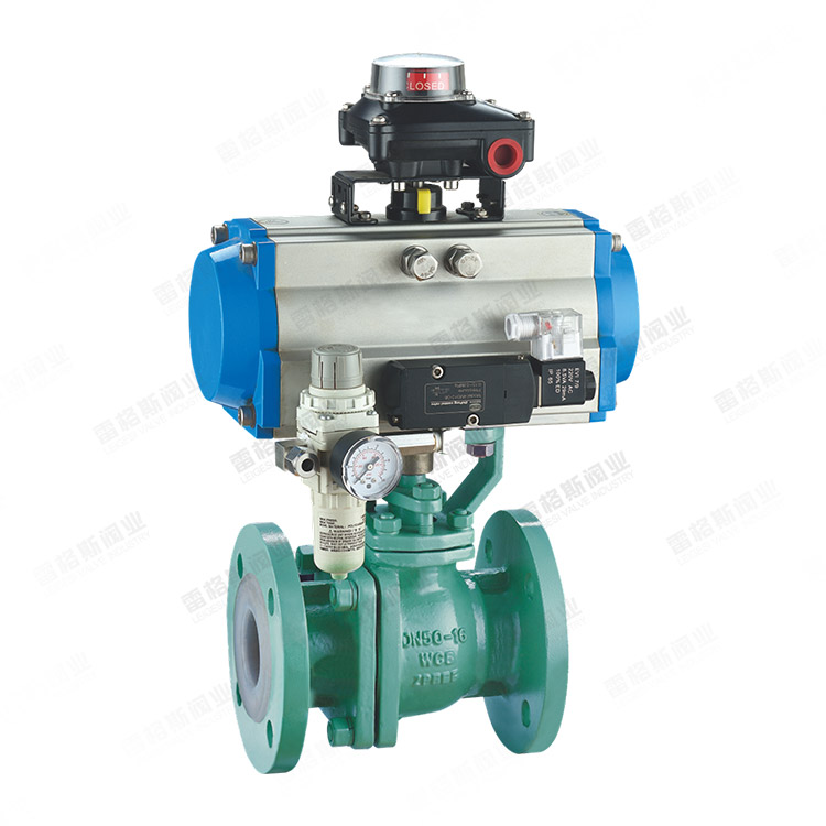 Pneumatic fluorine-lined O-type ball valve