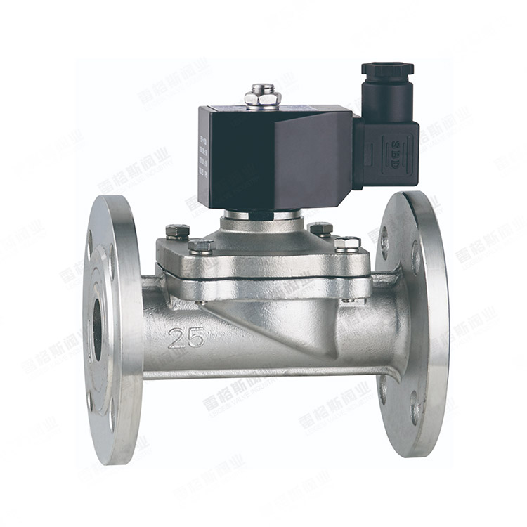 Flanged fluid solenoid valve