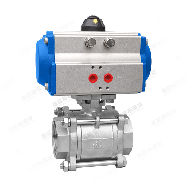 Pneumatic three-piece threaded ball valve