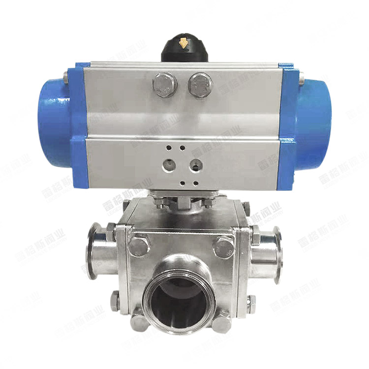 Pneumatic four-way clamp ball valve