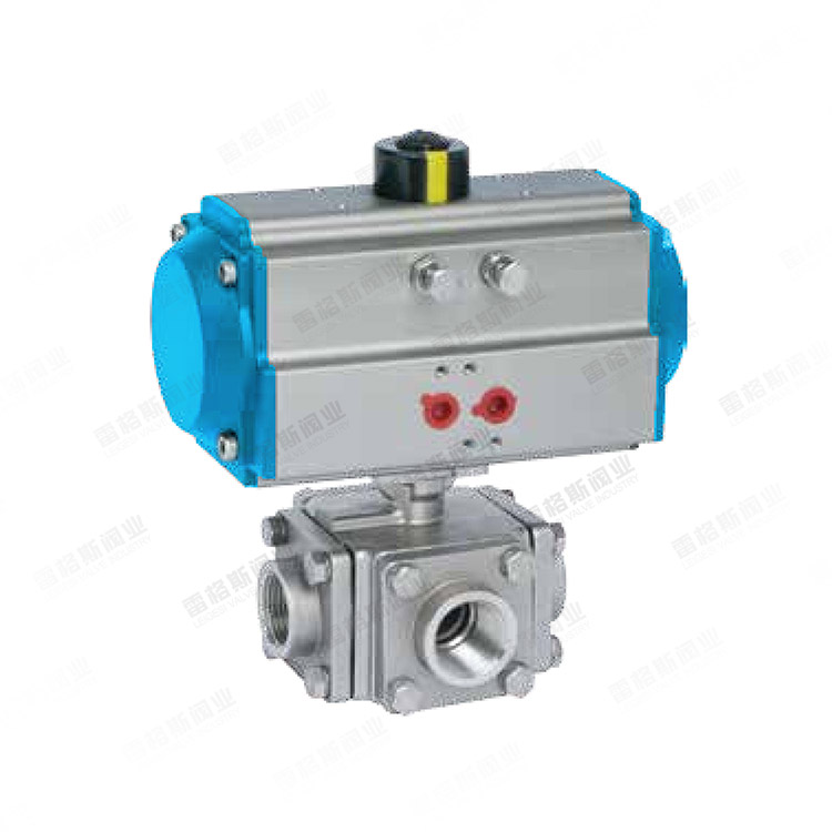 Pneumatic four-way internal thread ball valve