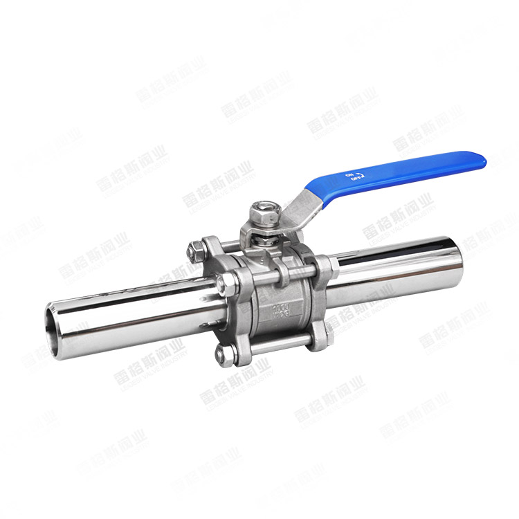 Three-piece extended welded ball valve