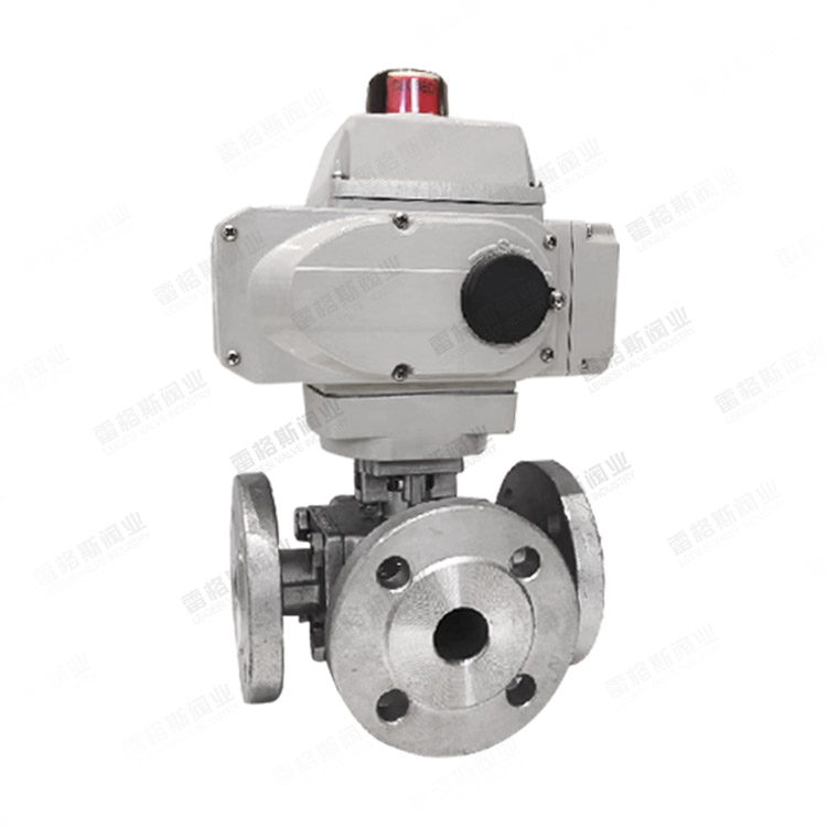 Electric three-way flange ball valve
