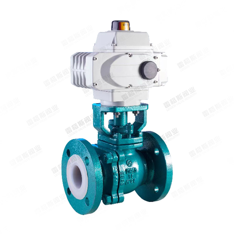 Electric fluorine-lined flanged ball valve